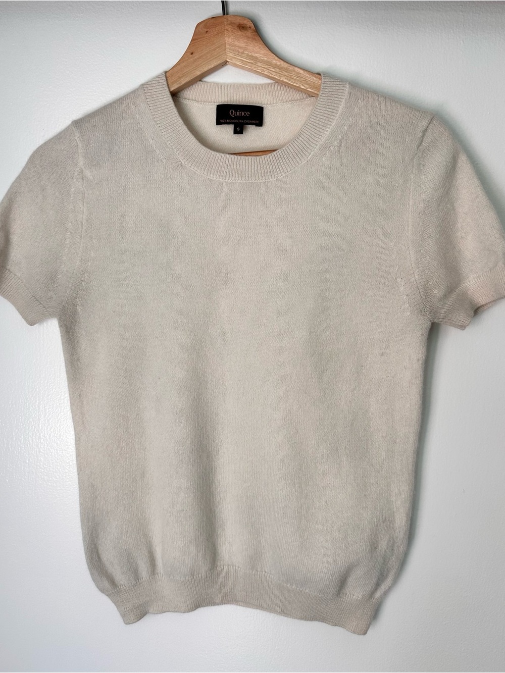 Quince Women's Short Sleeve Crew Sweater - Cream
